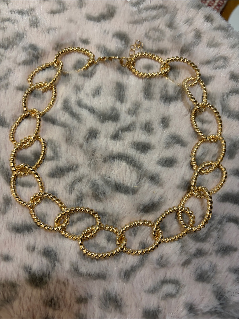 Anthropologie Textured Gold Link Necklace